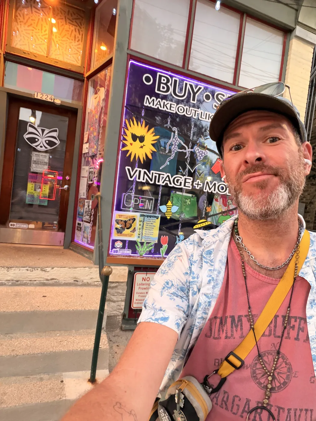 Aaron Berth taking a selfie outside Bandit on Brady