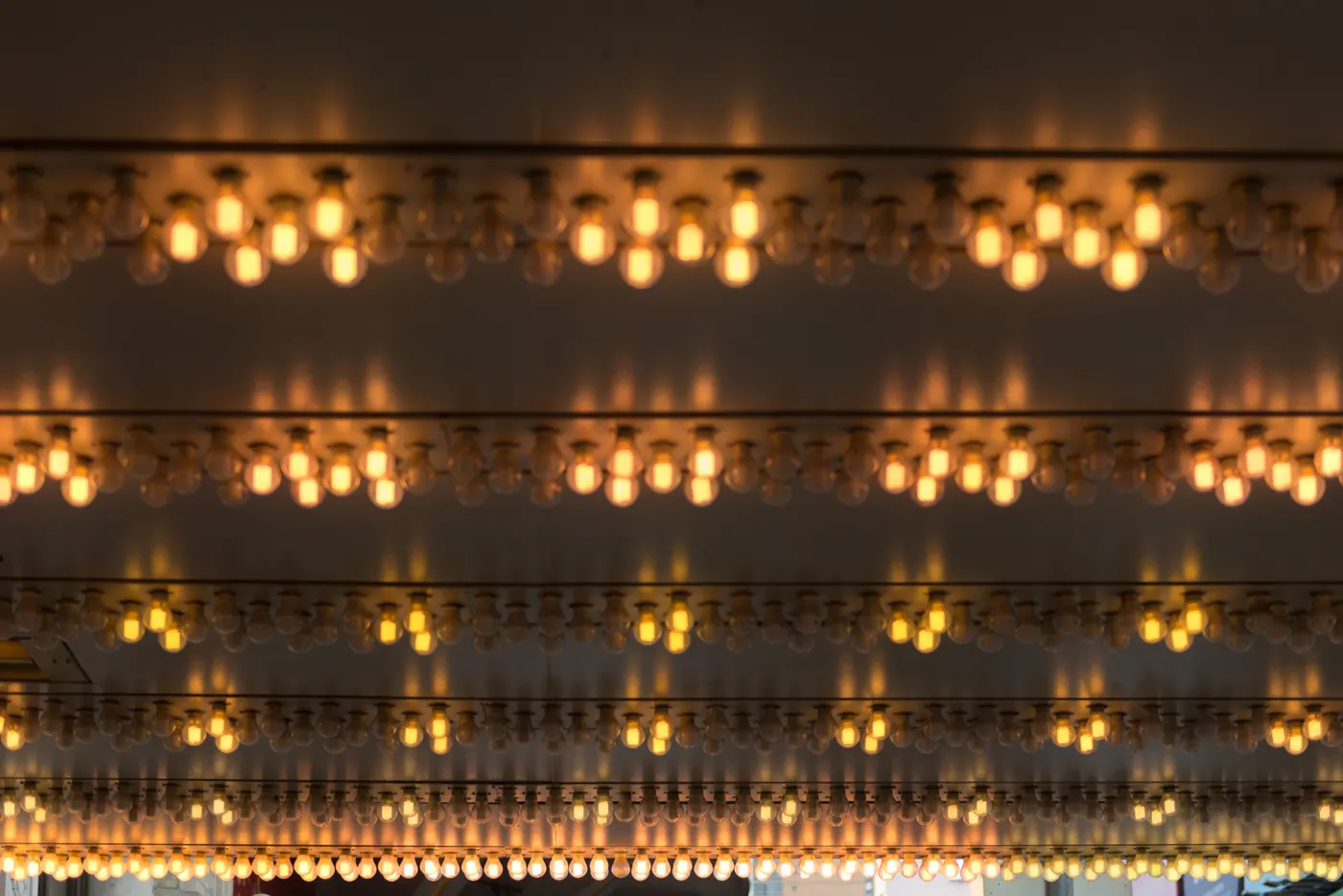 Rows of glowing marquee bulbs